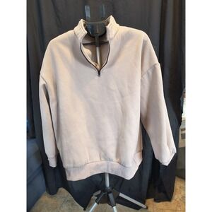 Trendy Queen Large Oversized Tan Quarter Zip Pullover Sweater Tan